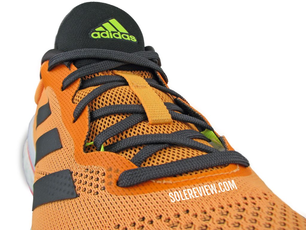 The lacing panel of the adidas Solarglide 5.