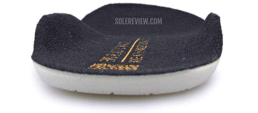 The molded and flared insole of the adidas Solarglide 5.