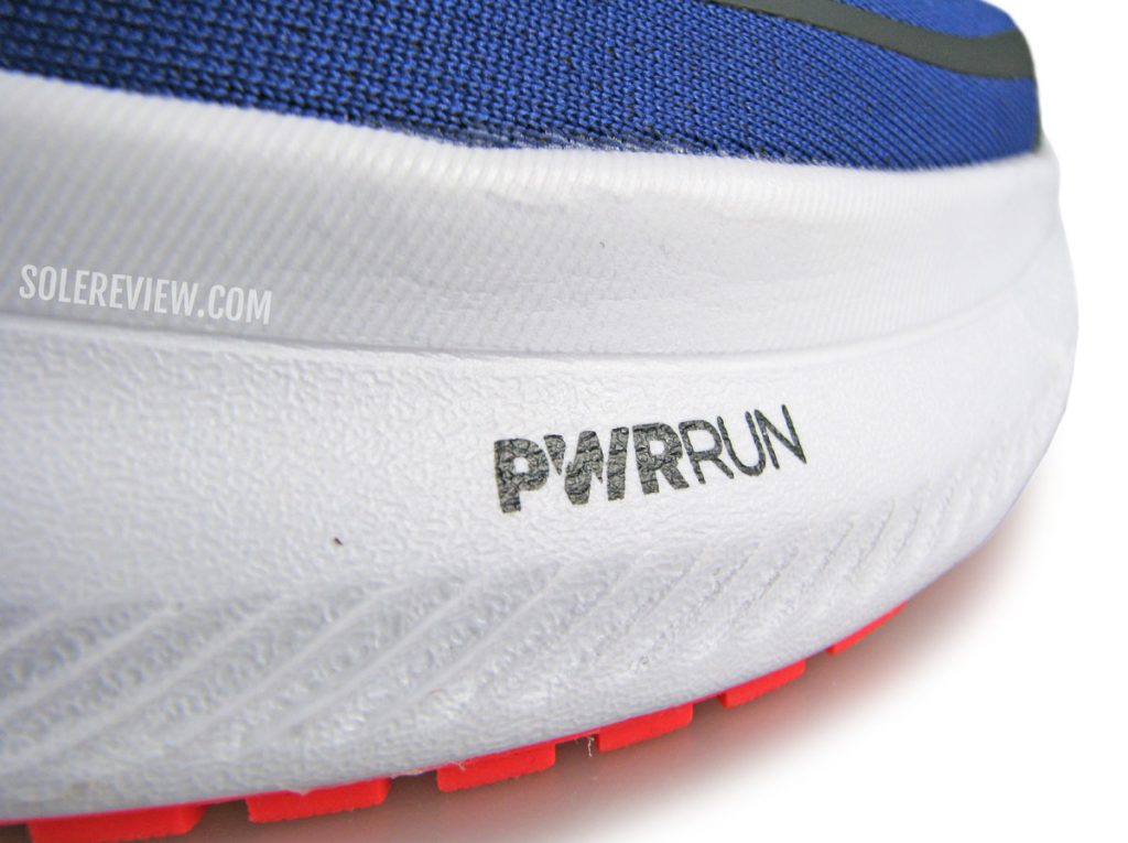 The Pwrrun midsole foam of the Saucony Ride 15.