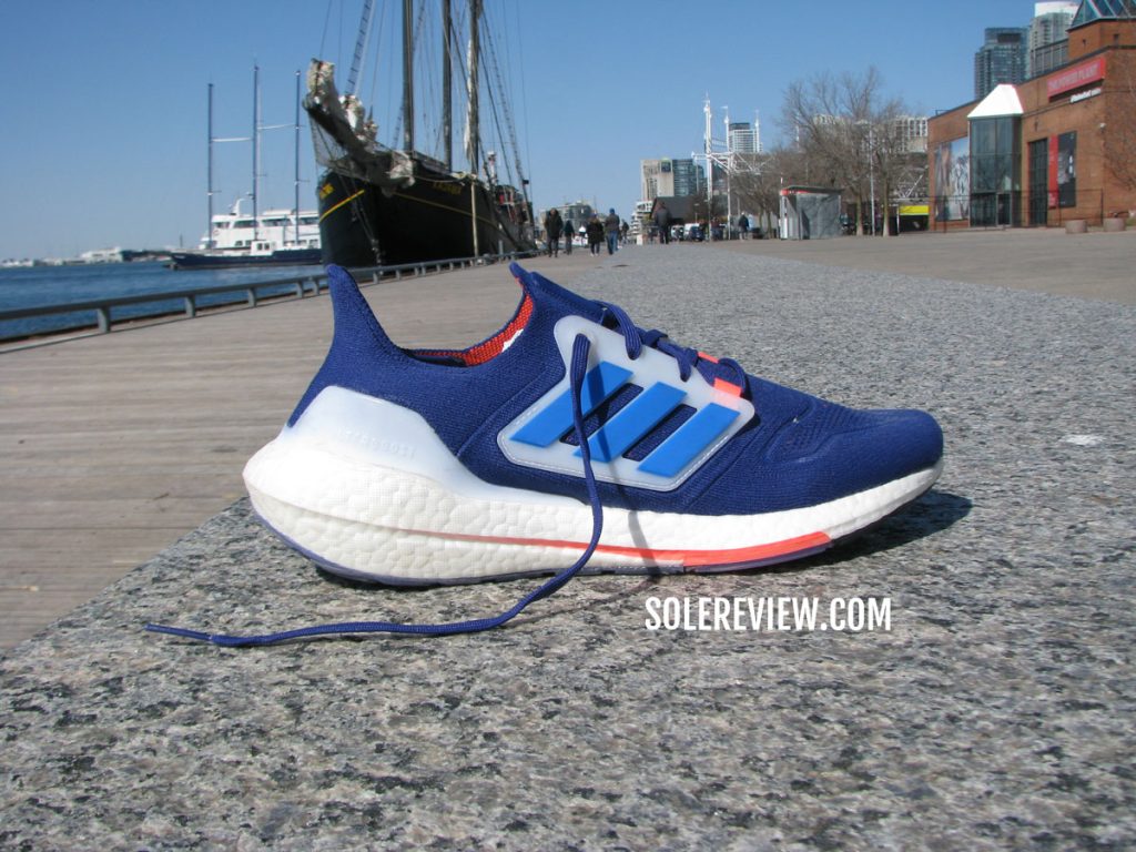 The adidas Ultraboost 22 in an outdoor setting.