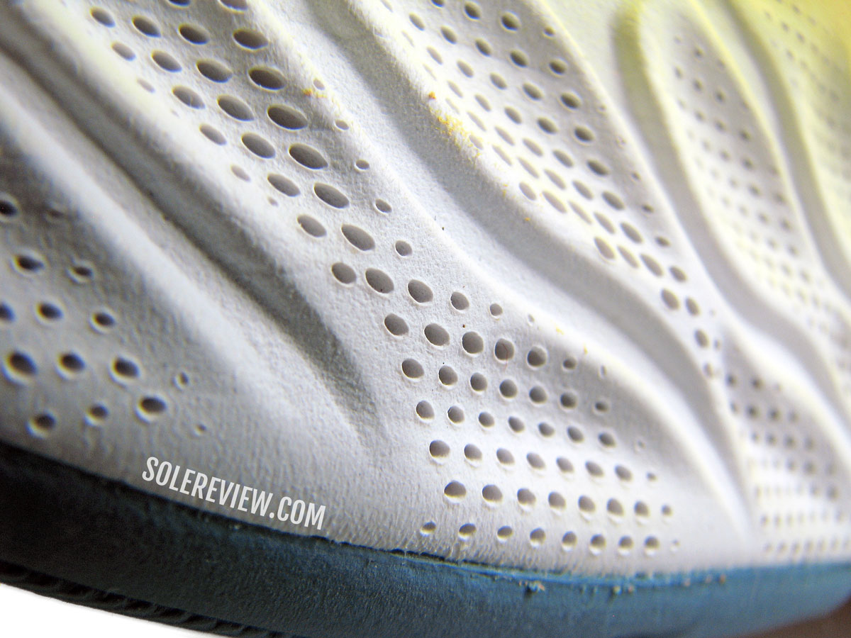 The laser perforations of the New Balance Fresh Foam X 1080 V12.