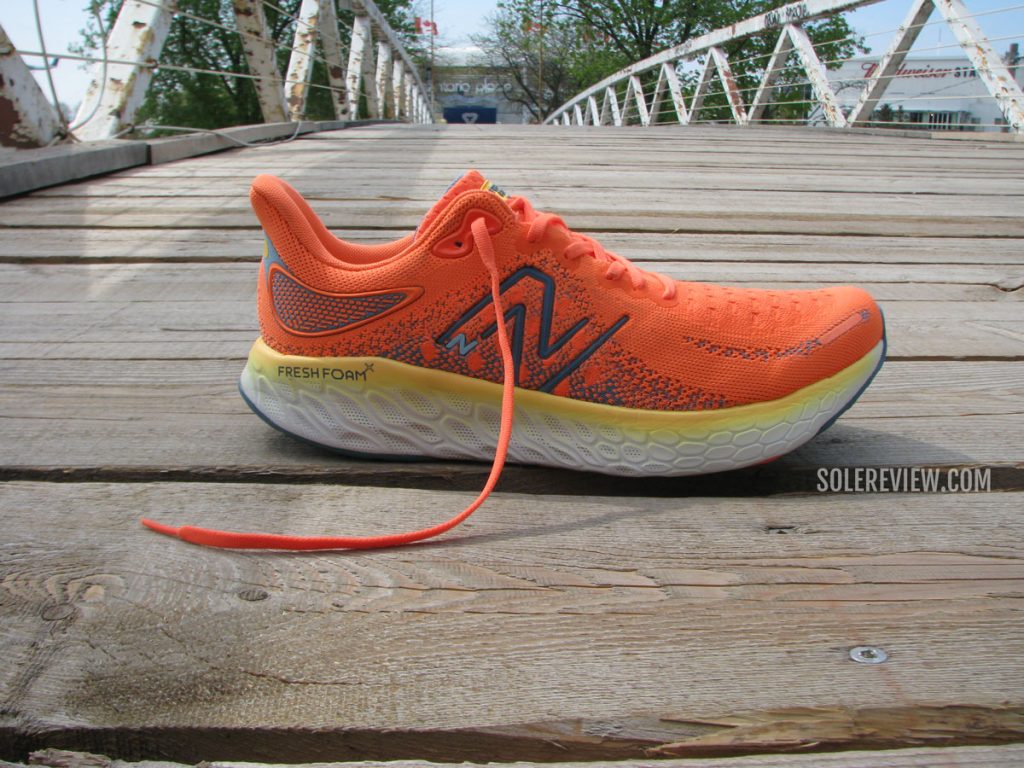 The New Balance Fresh Foam 1080 V12 on the footbridge.