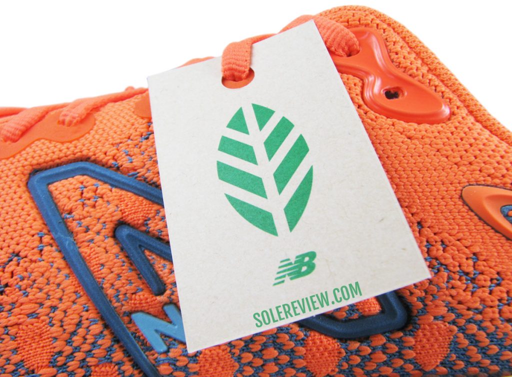 Sustainable content label of the New Balance Fresh Foam X 1080 V12.