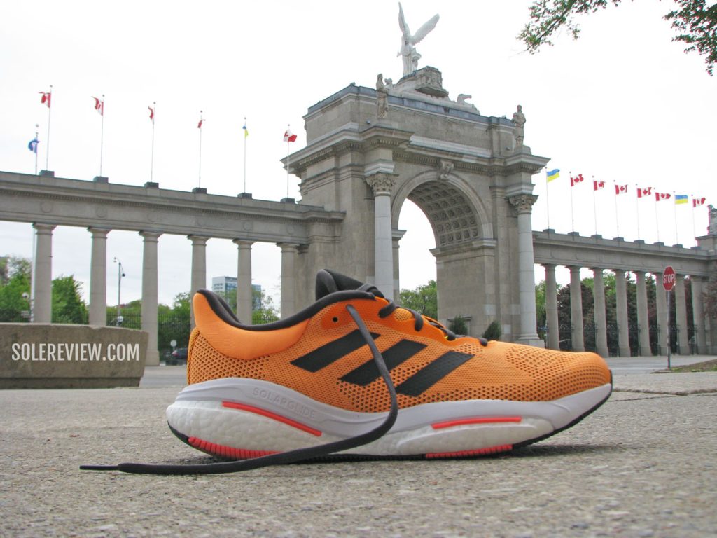 The adidas Solarglide 5 on the road.