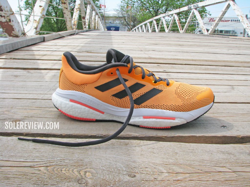 The adidas Solarglide 5 on the footbridge.