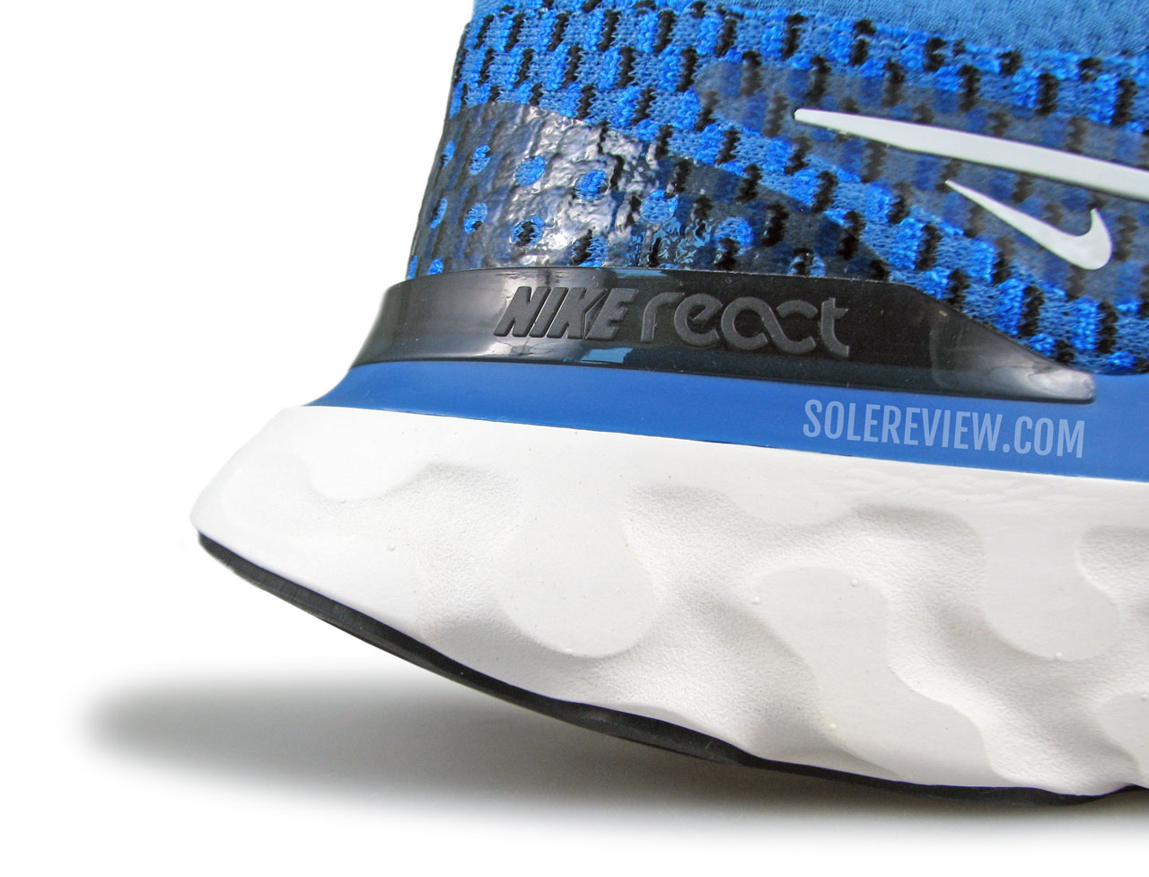 The bevel heel of the Nike React Infinity Run 3 Flyknit.