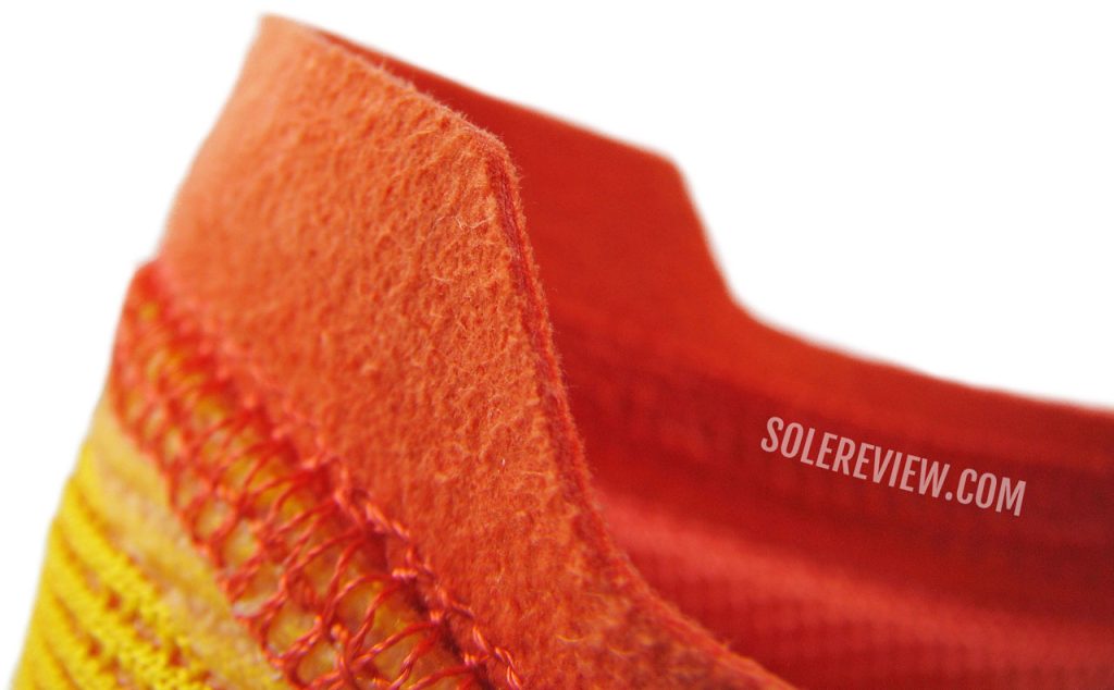 The soft heel collar edges of the Nike Vaporfly Next% 2.