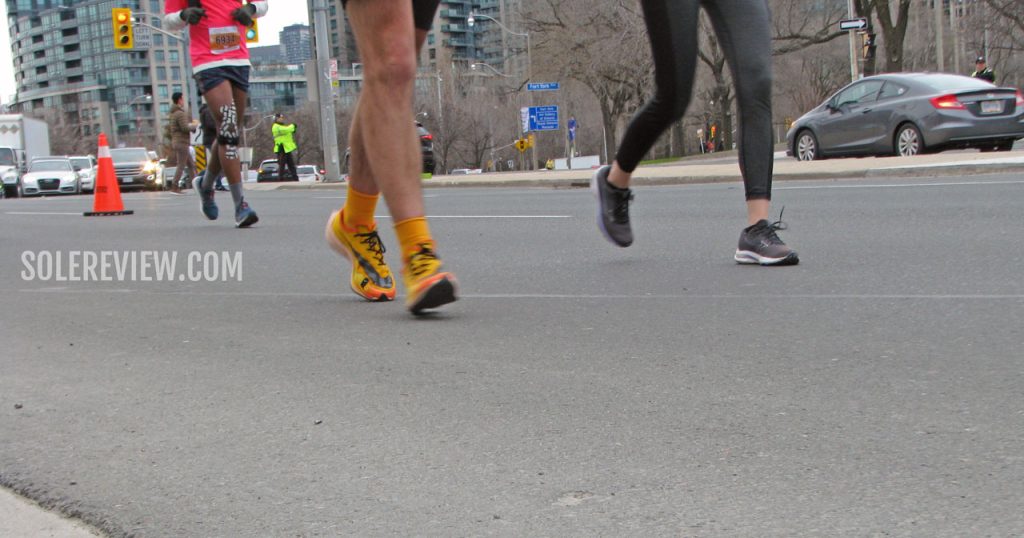 The Nike Vaporfly Next% 2 in a marathon.