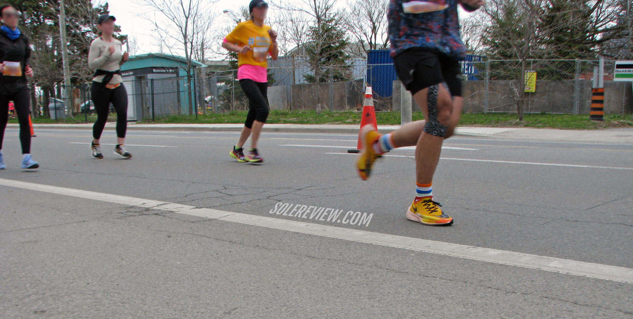 The Nike Vaporfly Next% 2 in a marathon.
