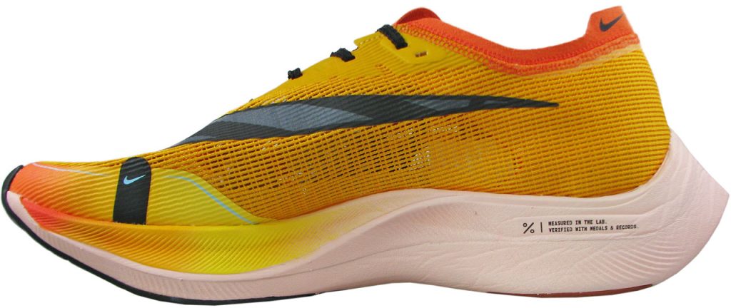 The side profile of the Nike Vaporfly Next% 2.