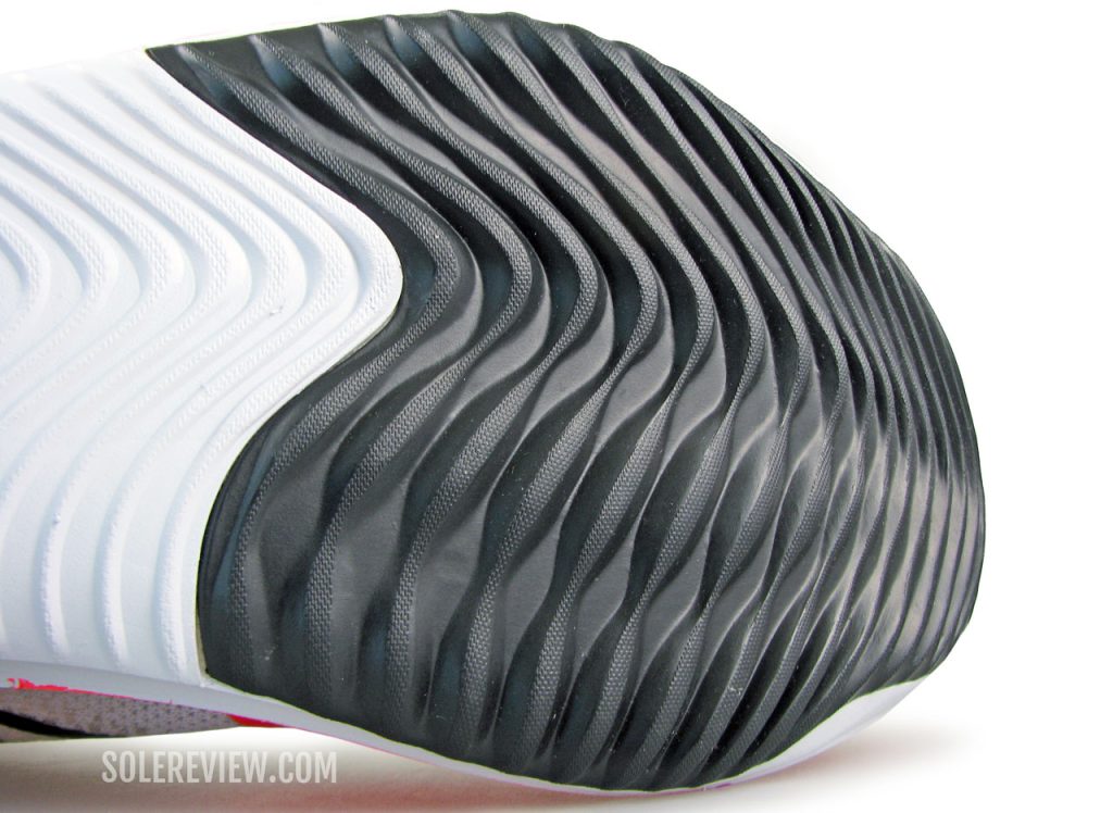 The soft forefoot outsole of the Nike ZoomX Streakfly.