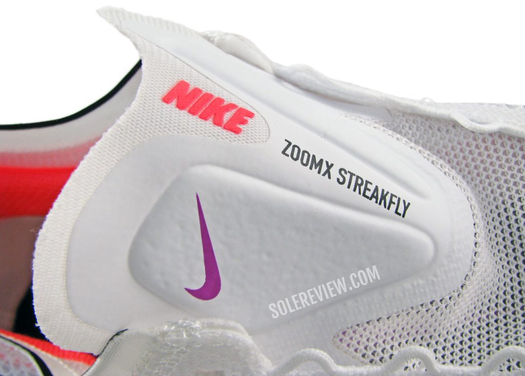 The tongue flap of the Nike ZoomX Streakfly.