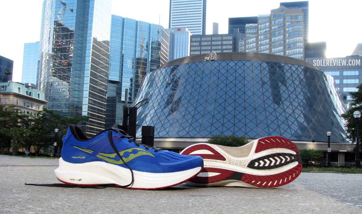 The Saucony Tempus in the outdoors.