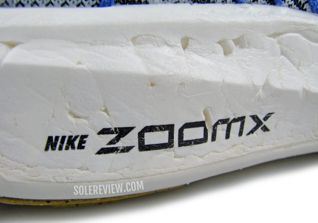 The ZoomX foam of Nike Pegasus Turbo Next Nature.
