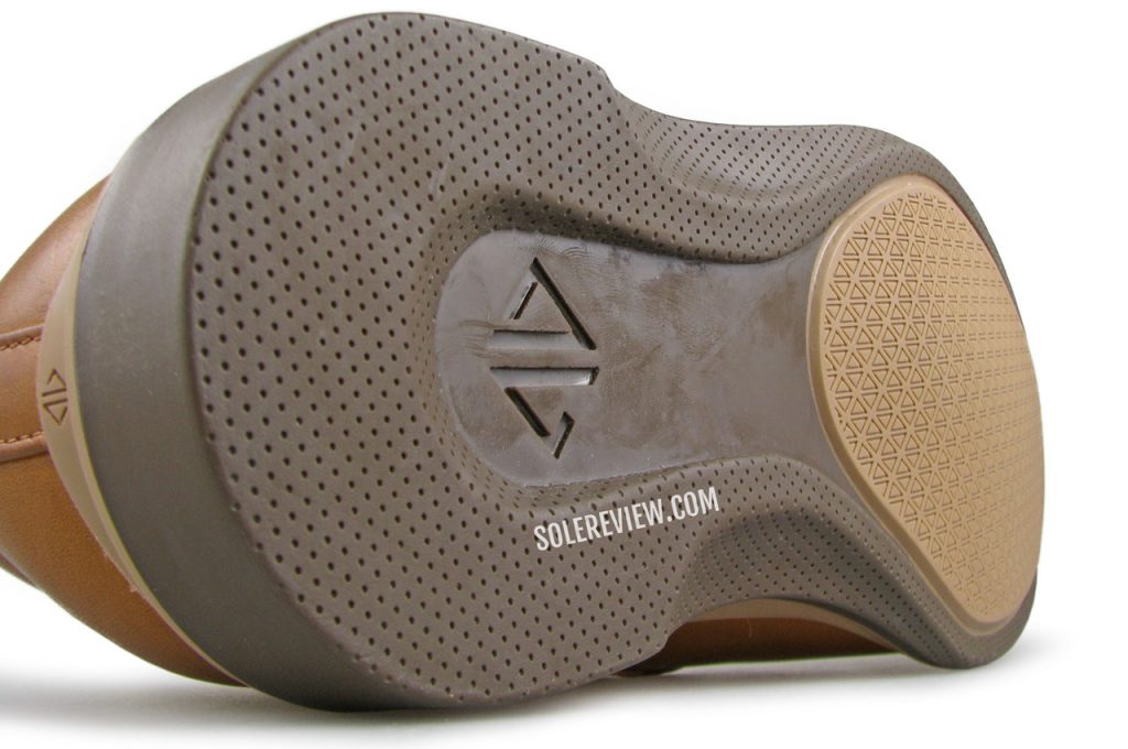 The outsole of the Amberjack dress shoe.
