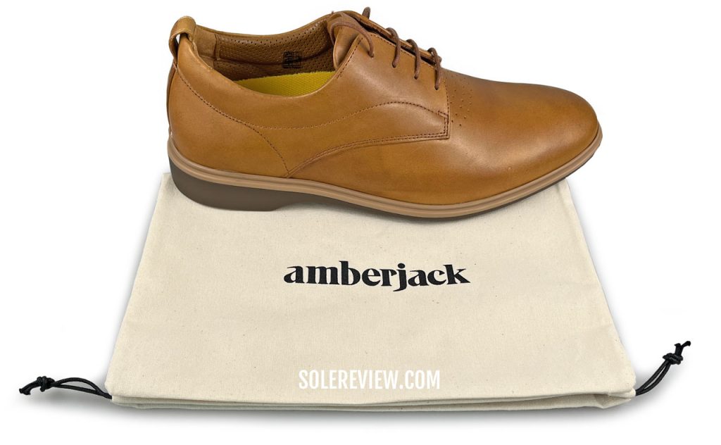 The fabric bag of the Amberjack Original dress shoe.