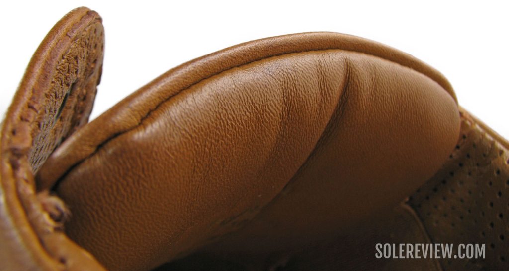 The padded tongue of the Amberjack Original dress shoe.