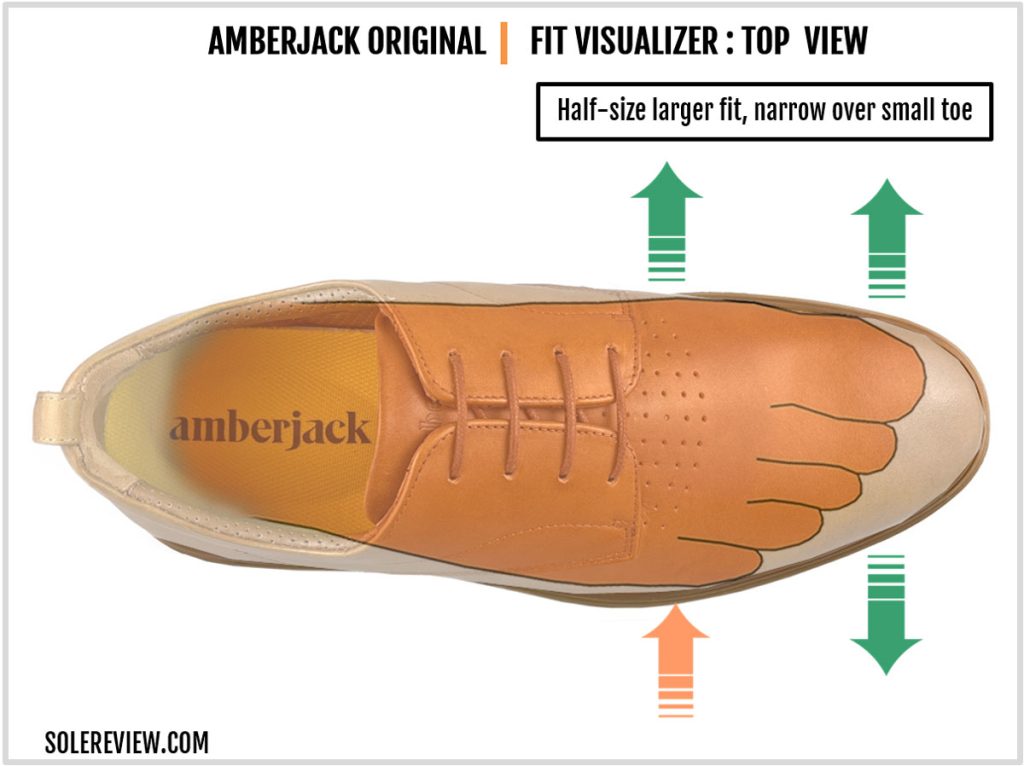 The upper fit of the Amberjack dress shoe.