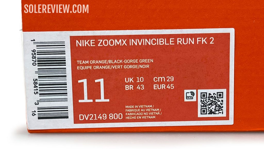 The outer box of the Nike ZoomX Invincible Run Flyknit 2.