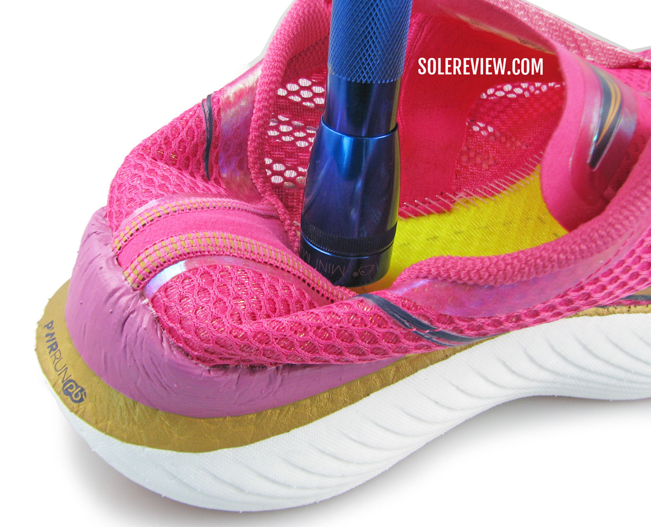 The collapsible heel of the Saucony Endorphin Pro 3.