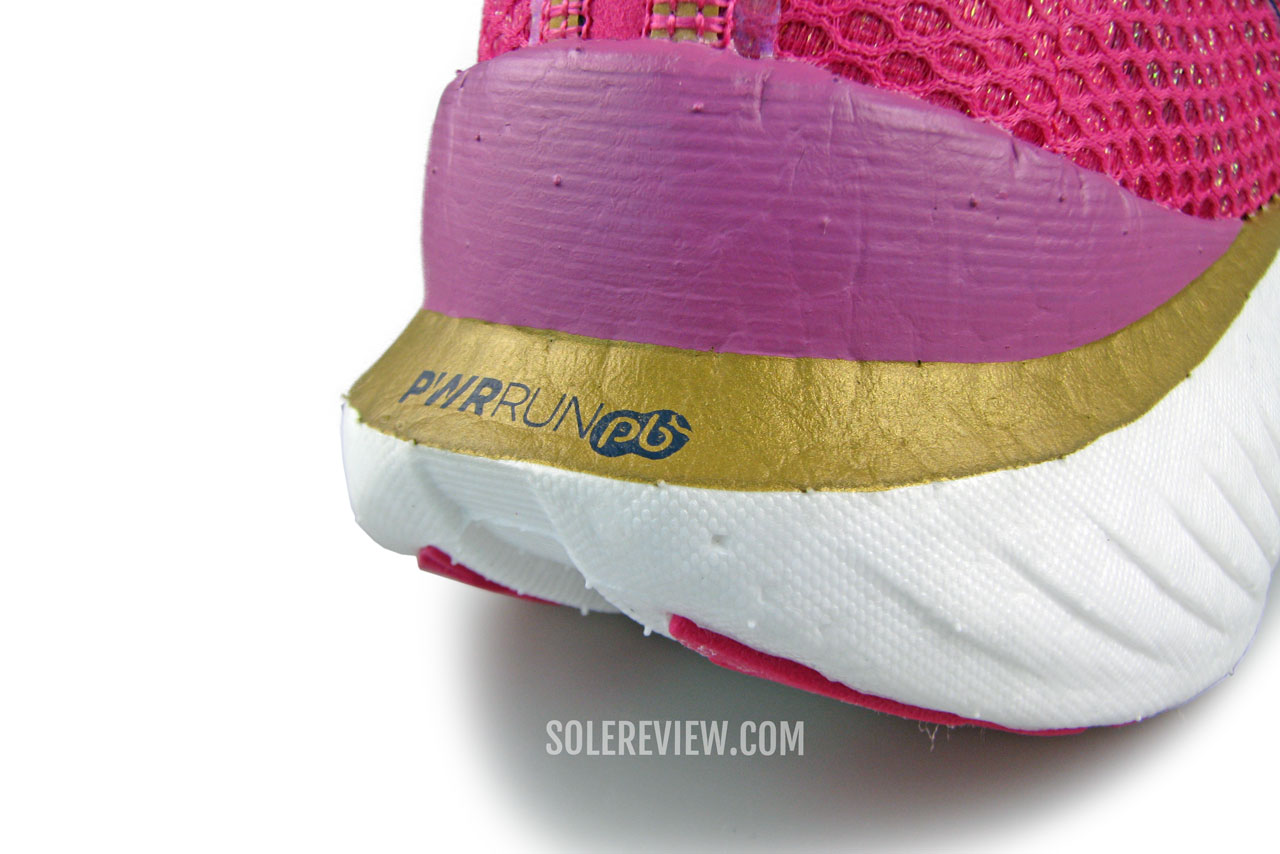 The beveled heel of the Saucony Endorphin Pro 3.