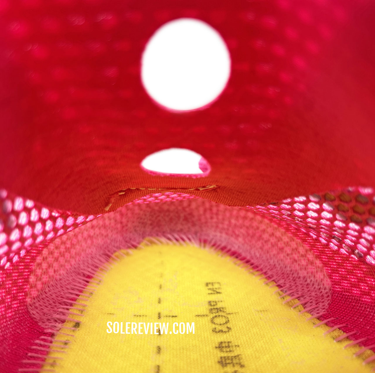 The breathable interiors of the Saucony Endorphin Pro 3.