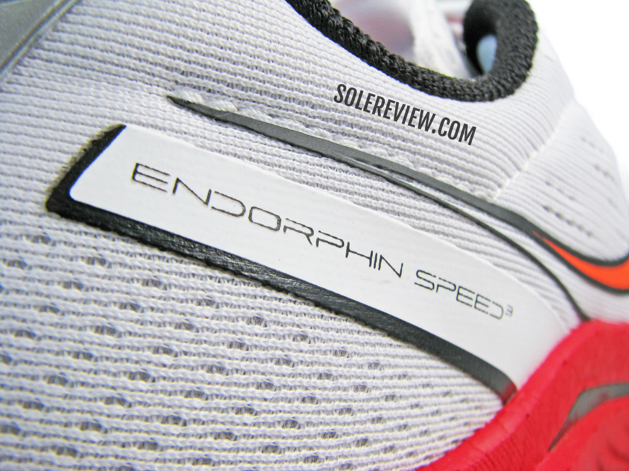 The Saucony Endorphin Speed 3 text callout.