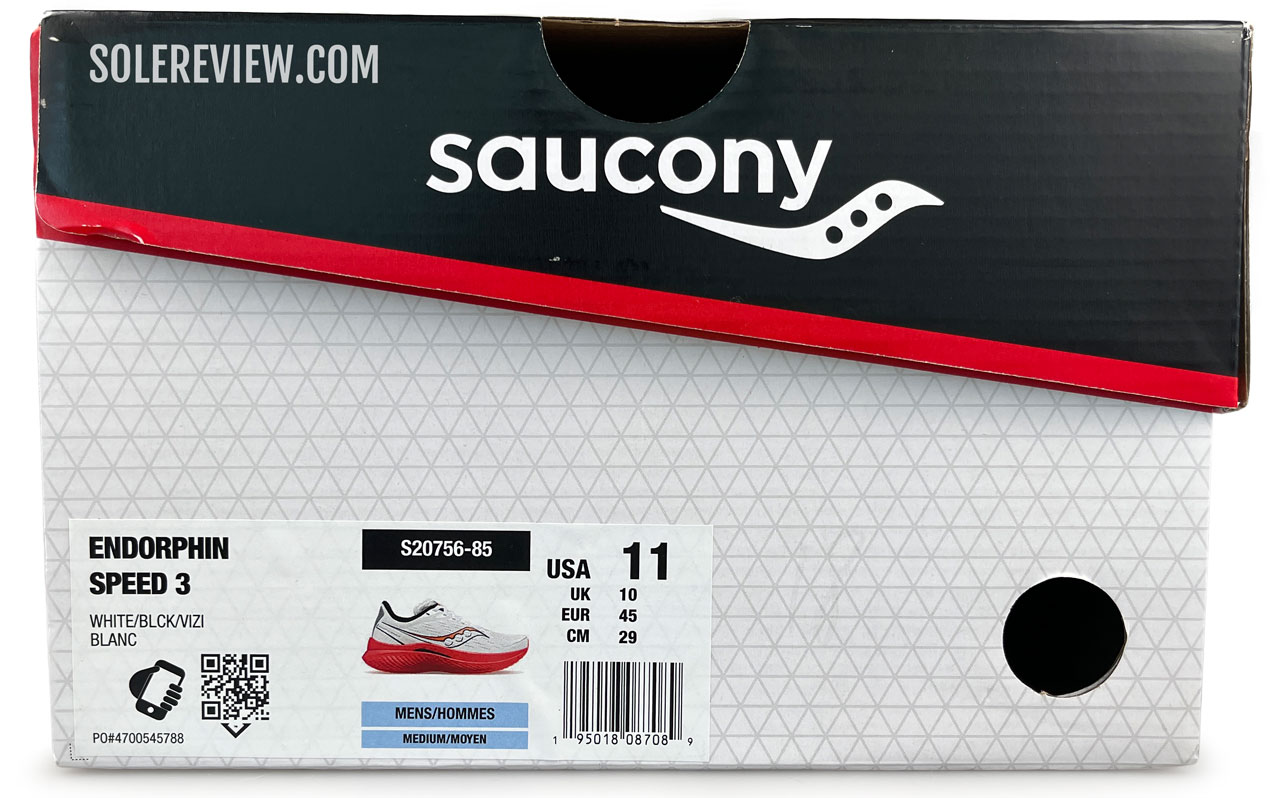 The outer box of the Saucony Endorphin Speed 3.