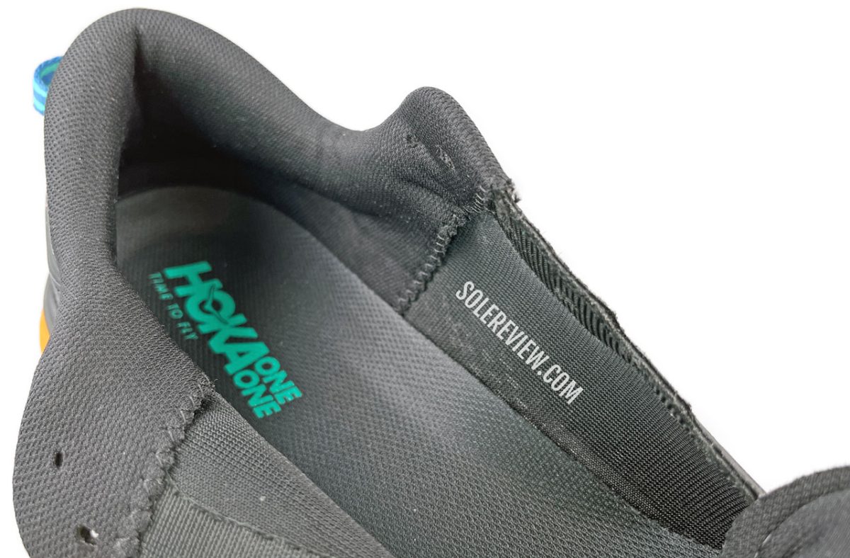 The heel collar of the Hoka Bondi 7.