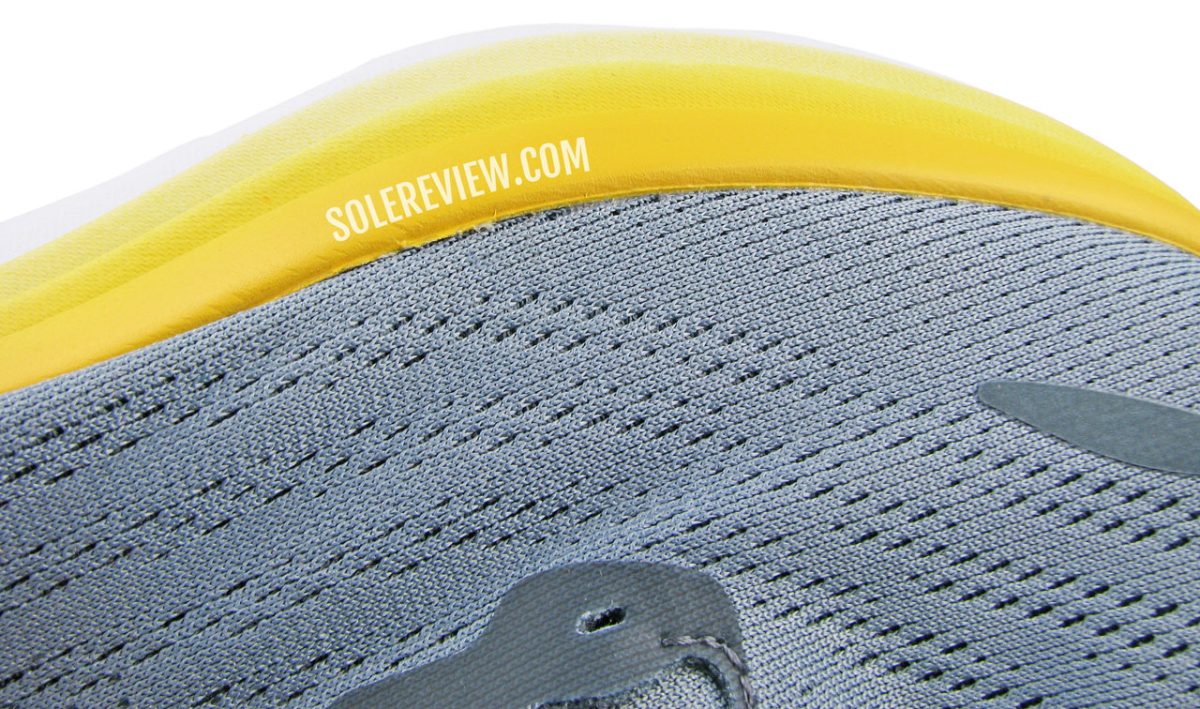 The firm midsole edge of the Hoka Bondi 8.