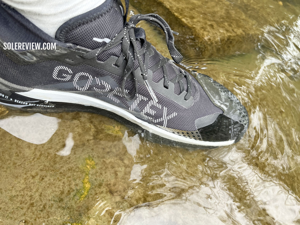 The waterproof upper of the Nike Pegasus Trail 4 Gore-Tex.