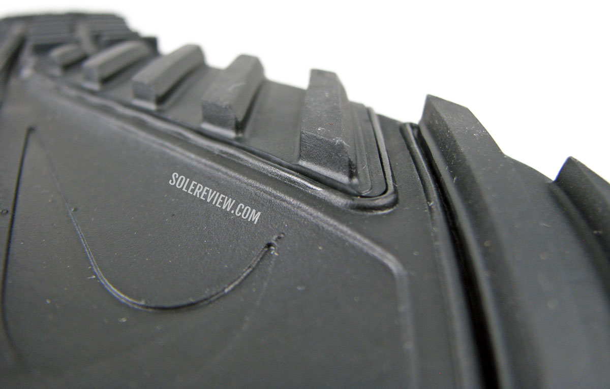 The outsole lugs of the Nike Pegasus Trail 4.