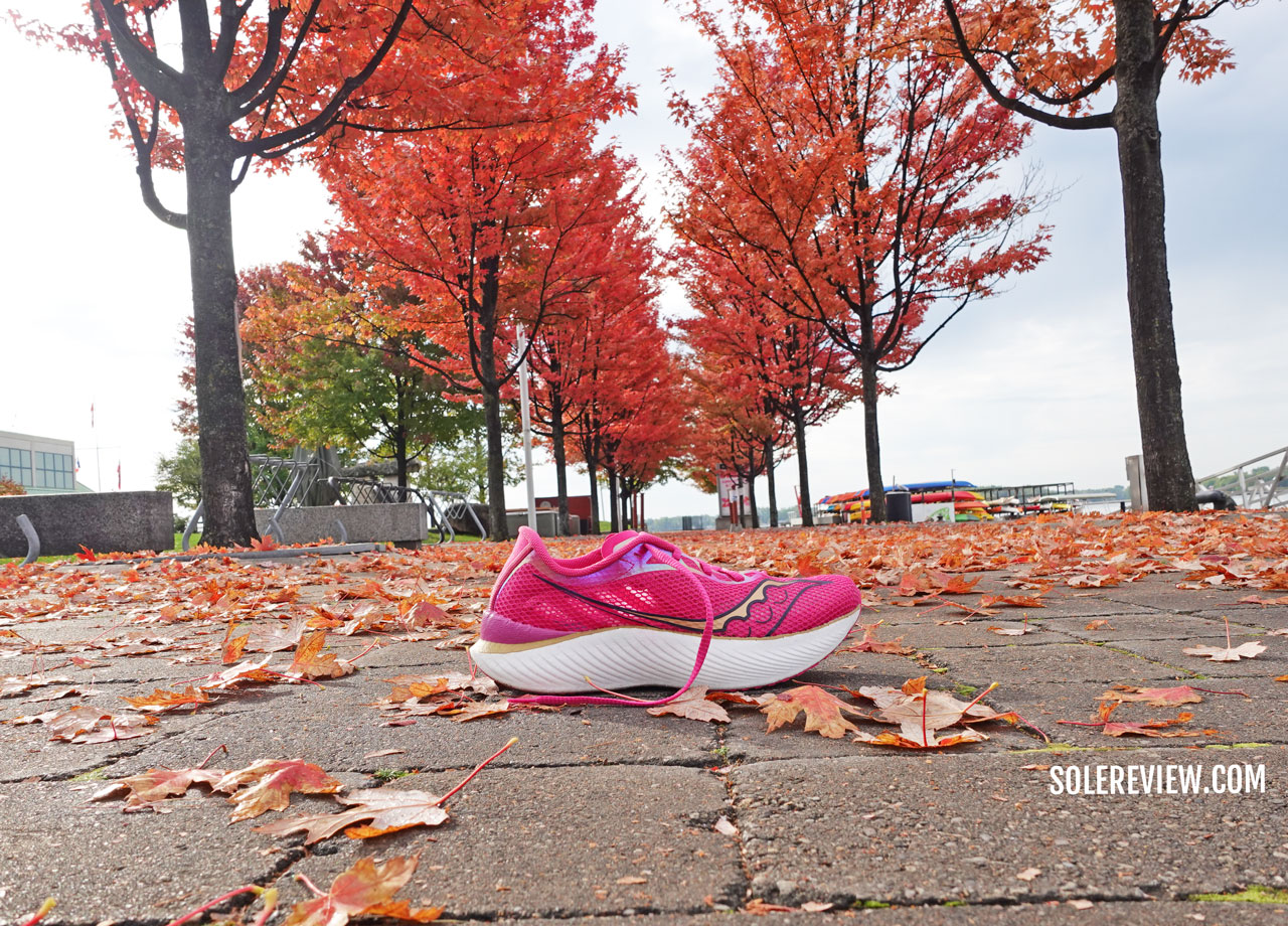 The Saucony Endorphin Pro 3 in the outdoor.