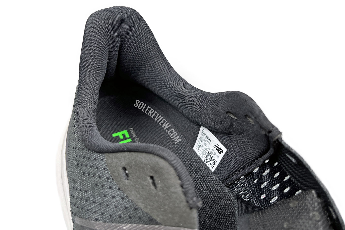The heel collar of the New Balance Fuelcell Rebel V3.