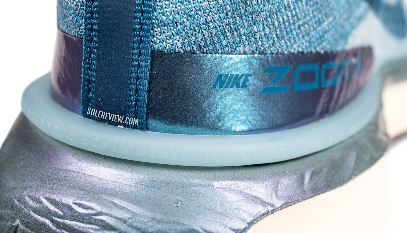 The plastic heel clip of the Nike Invincible Run 3.