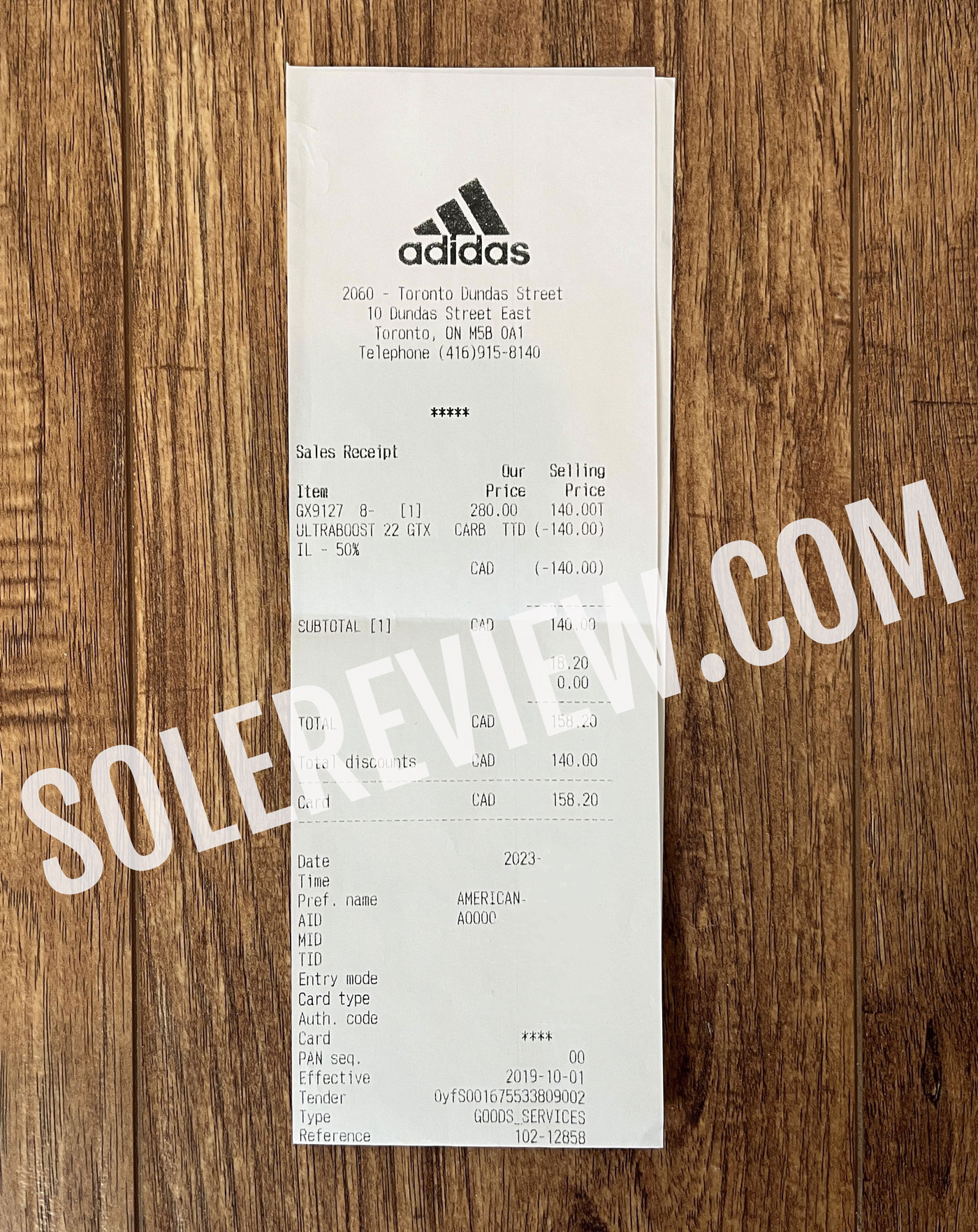 Proof of purchase for the Ultraboost 22 Gore-Tex.