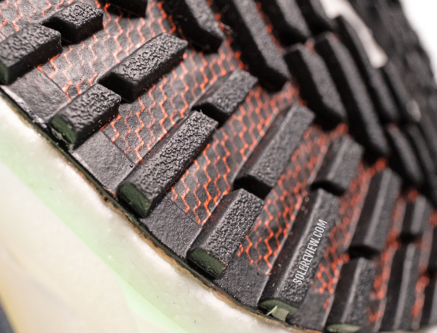 The outsole lugs of the adidas Ultraboost 22 Gore-Tex.