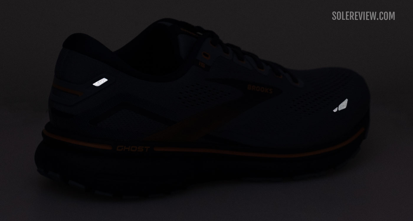 The reflectivity on the Brooks Ghost 15.