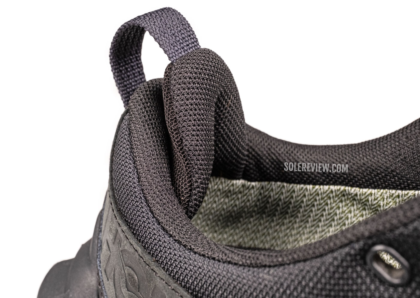 The heel collar of the Hoka Anacapa Low GTX.