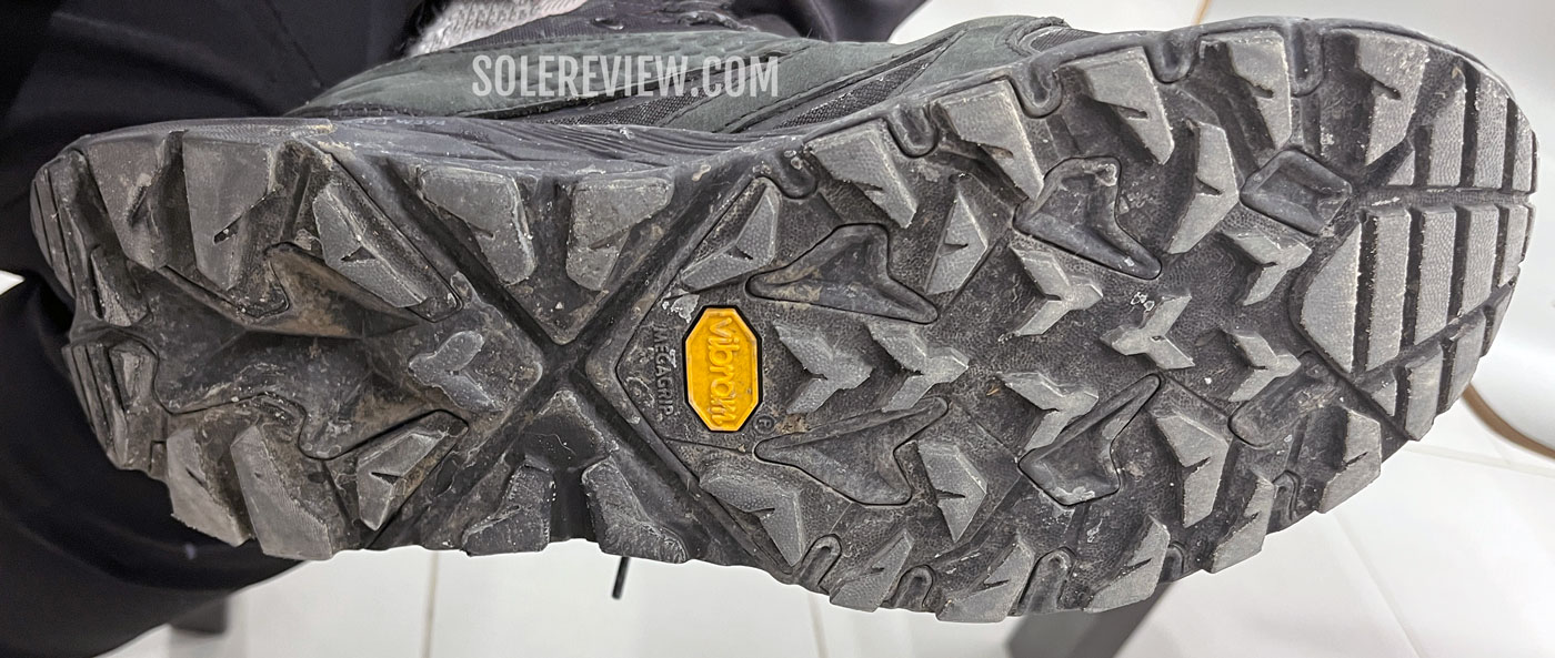The Hoka Anacapa outsole after two weeks of use.