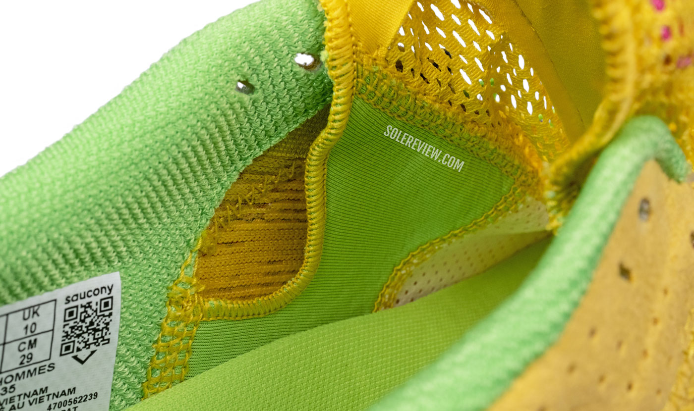 The internal gusset of the Saucony Kinvara 14.