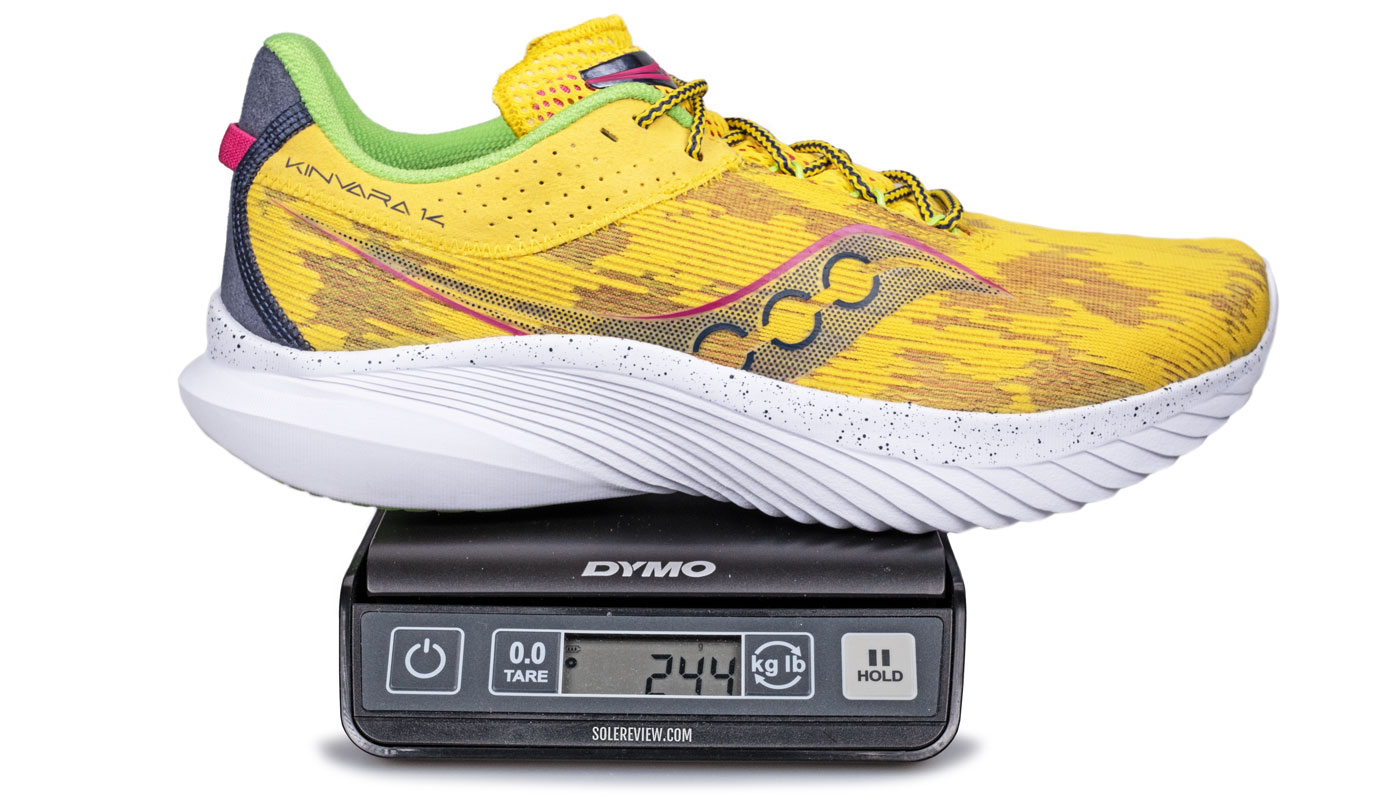 The weight of the Saucony Kinvara 14.