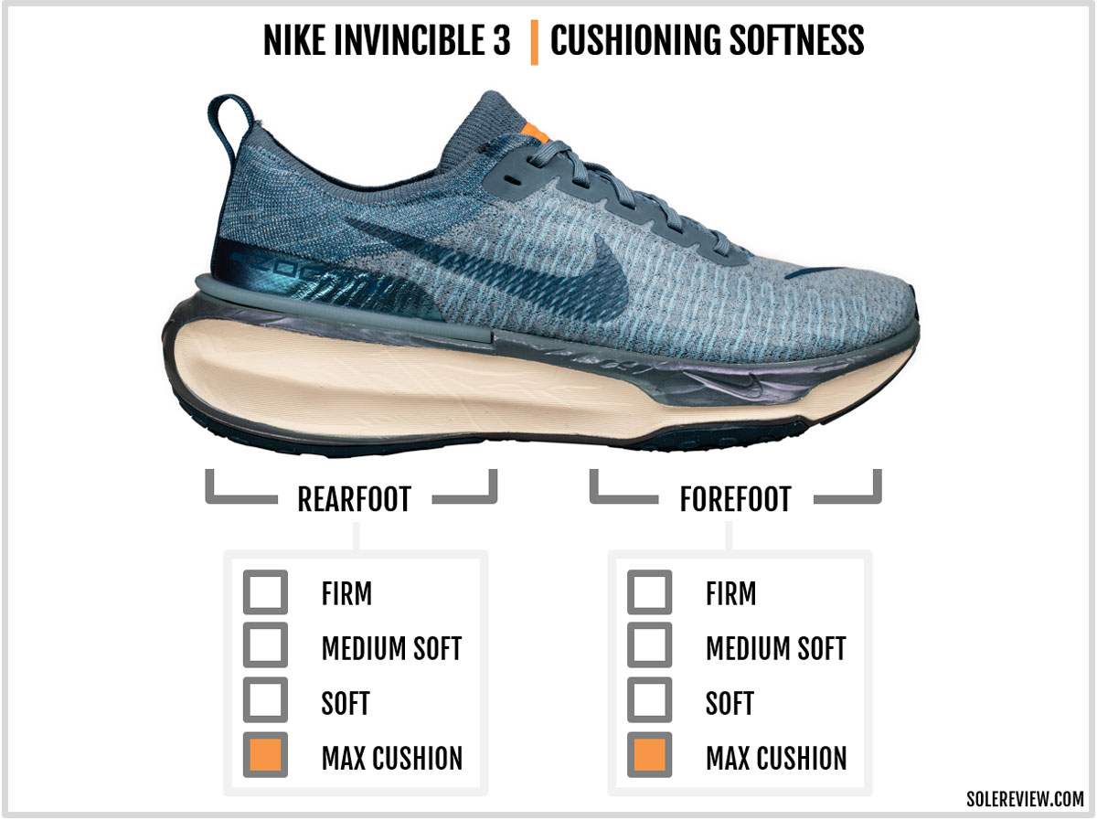 The cushioning softness of the Nike Invincible 3.