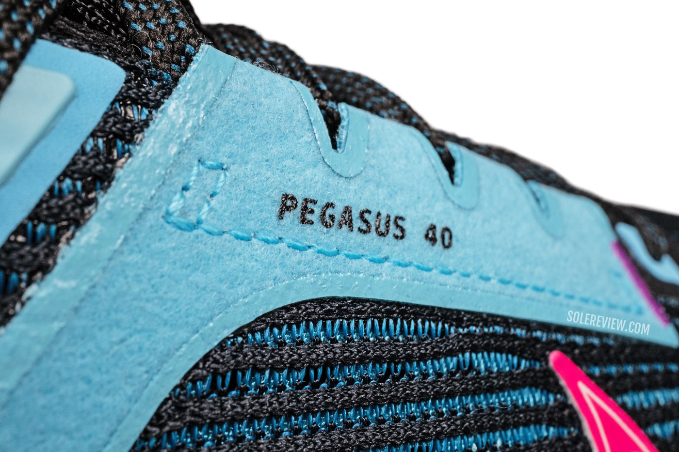 The lacing panel of the Nike Pegasus 40.