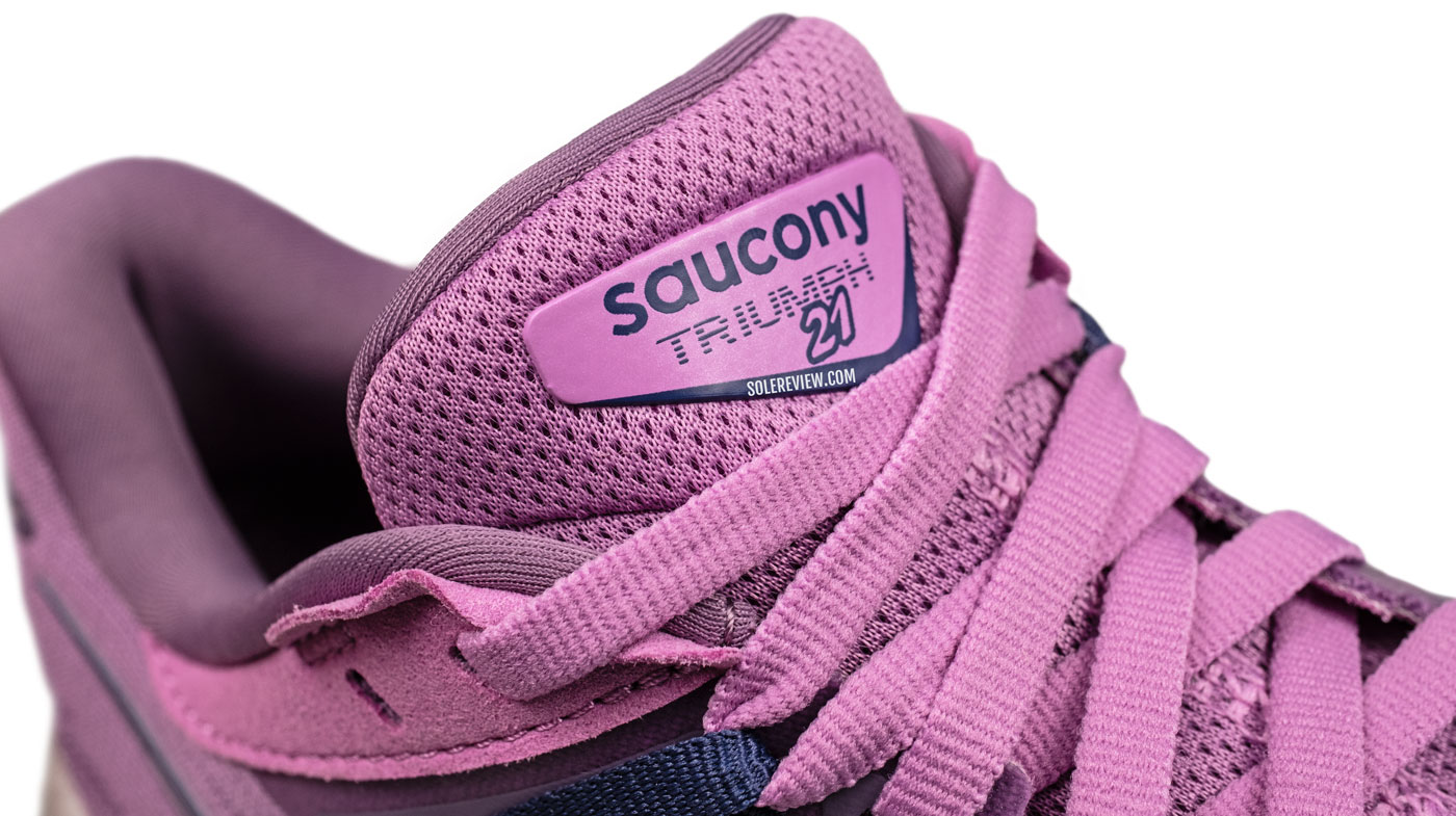 The tongue of the Saucony Triumph 21.