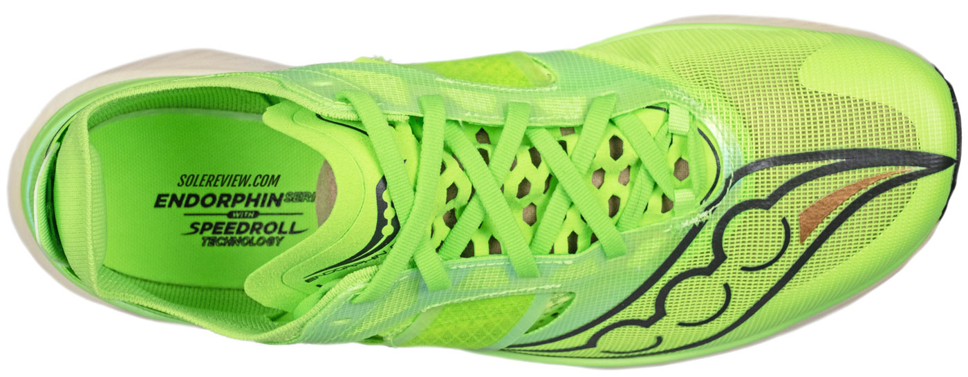 The top view of the Saucony Endorphin Elite.