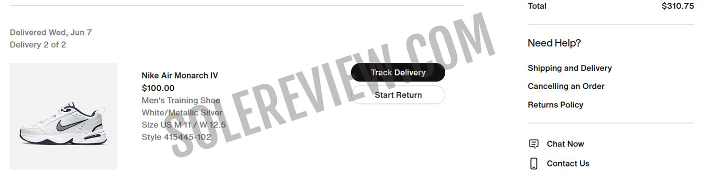 Proof of purchase for the Nike Monarch IV.