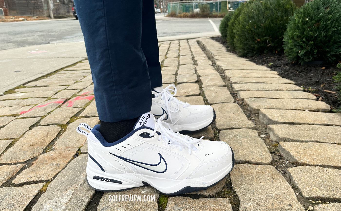 Standing in the Nike Monarch IV.