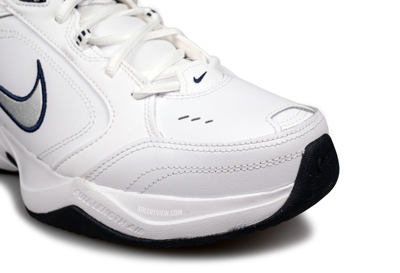 The toe box of the Nike Monarch IV.