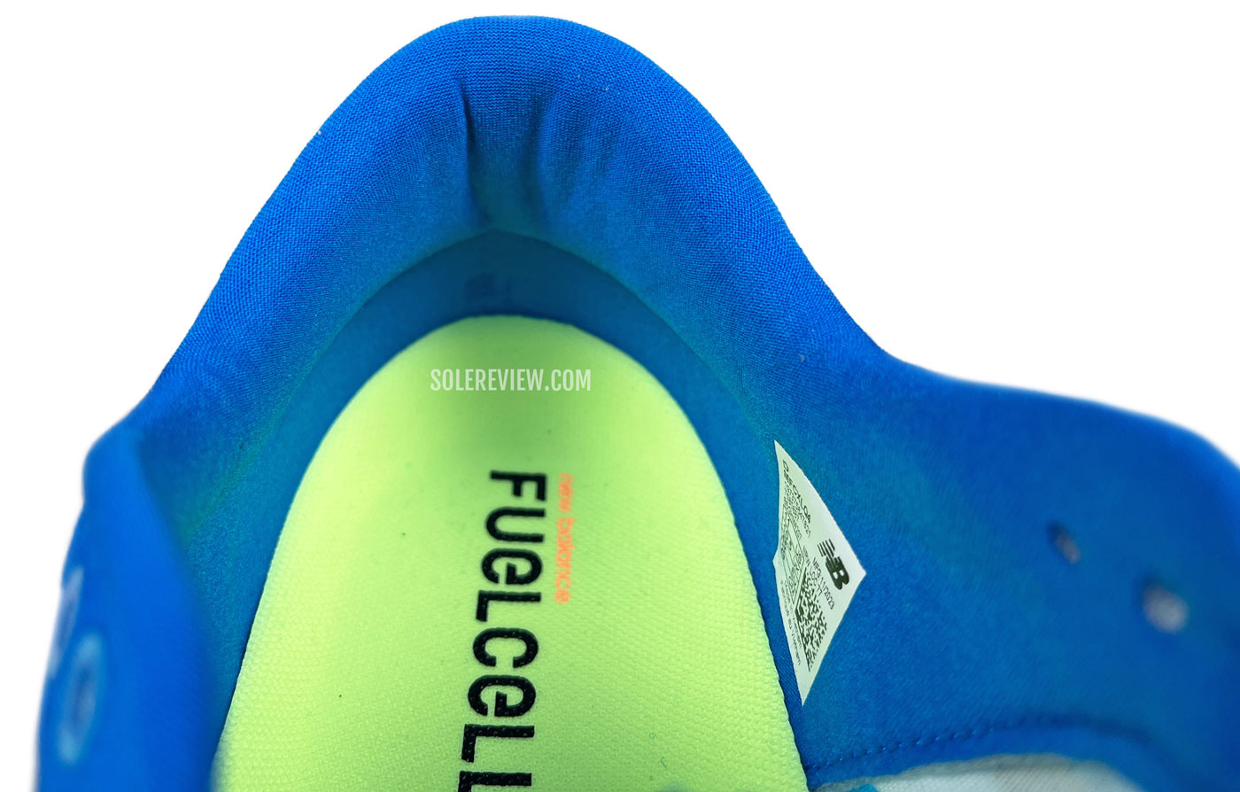 The heel collar of the New Balance Fuelcell Rebel V4.